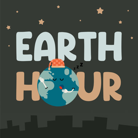 Earth hour background illustration. Happy earth hour day illustration. Carrying out earth hour for a better future of our planetのイラスト素材