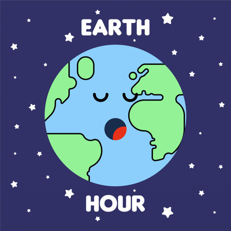 Earth hour background illustration. Happy earth hour day illustration. Carrying out earth hour for a better future of our planetのイラスト素材