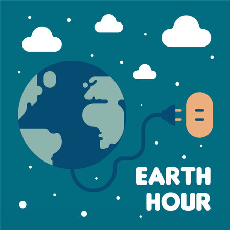 Earth hour background illustration. Happy earth hour day illustration. Carrying out earth hour for a better future of our planetのイラスト素材