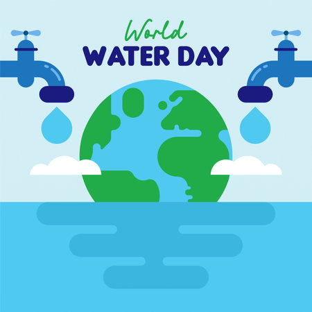World water day background illustration. Flat world water day illustration. Water day web banner backgroundのイラスト素材