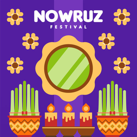 Happy nowruz instagram posts collection. Happy nowruz festival background illustrationのイラスト素材