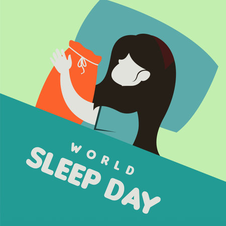 World sleep day background illustrtaion. Person sleeping in bed backgroundのイラスト素材