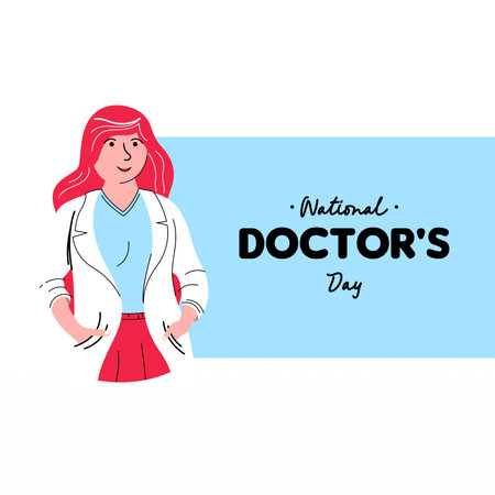 National Doctor's Day Illustration. Flat International Nurses Day Instagram Posts Collection. Flat National Doctor's Day Cards Collectionのイラスト素材