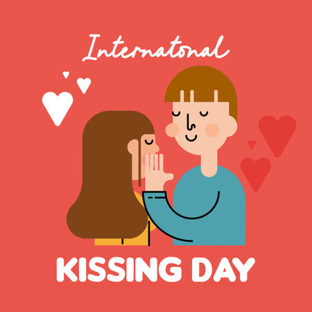 International Kissing Day Illustration Background. Kissing Day Banner Backgroundのイラスト素材