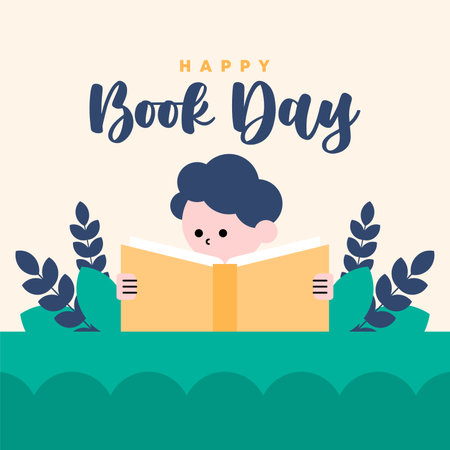 World Book Day Illustration Background. Happy Book Day Banner Backgroundのイラスト素材