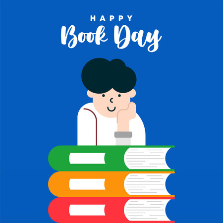 World Book Day Illustration Background. Happy Book Day Banner Backgroundのイラスト素材