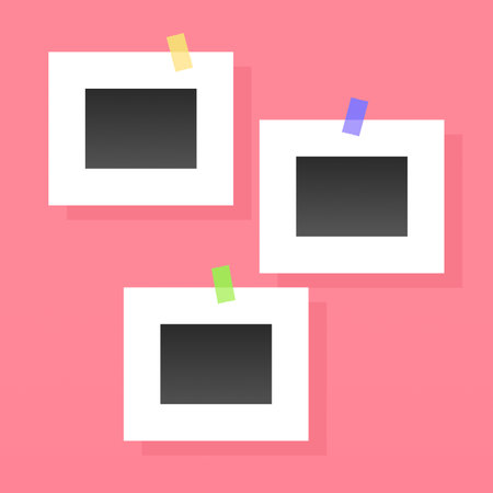 Photo frame collage composition with flat design. Photo collage template design vectorのイラスト素材