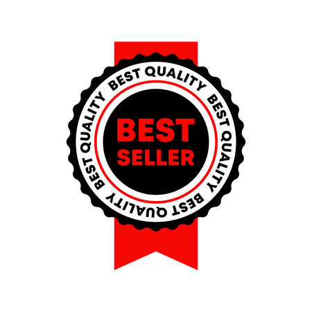 Best seller sticker label banner ribbon. Best seller emblem for sale special offer promotion advertisingのイラスト素材