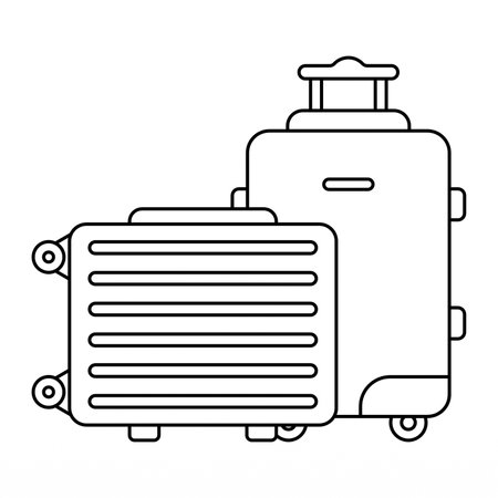 Outline Travel Suitcase Illustration. Outline Image Stok Various Kinds Travel Luggageのイラスト素材