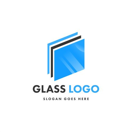 Glass logo design template. Creative flat design glass logo template. Creative concept logo design of glassのイラスト素材