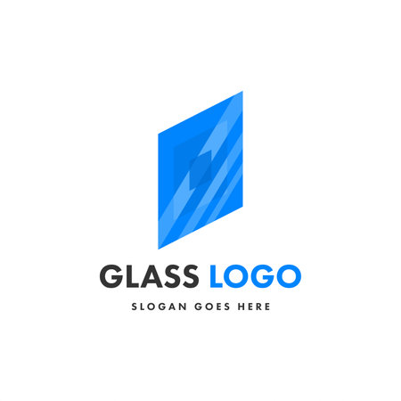 Glass logo design template. Creative flat design glass logo template. Creative concept logo design of glassのイラスト素材