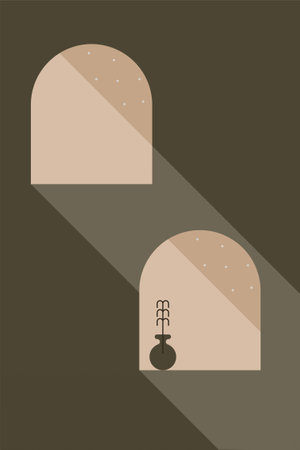 House window illustration background. Minimalist house window background.