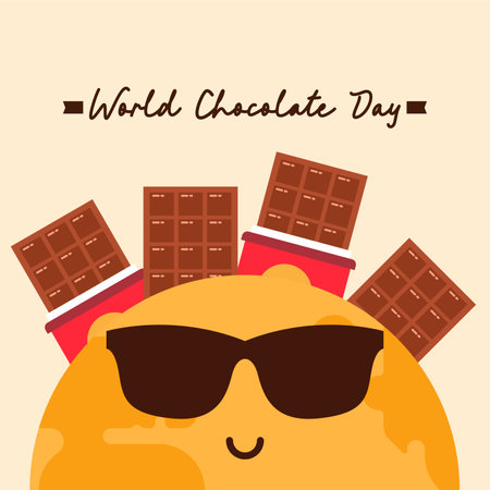 World chocolate day Illustration design background. Chocolate day illustration with chocolateのイラスト素材