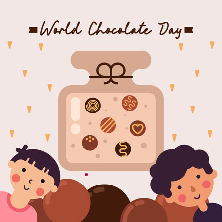 World chocolate day Illustration design background. Chocolate day illustration with chocolateのイラスト素材