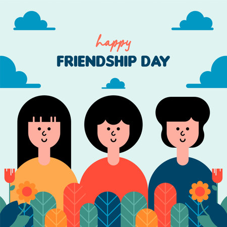 Happy friendship day illustration background. International friendship day backgroundのイラスト素材