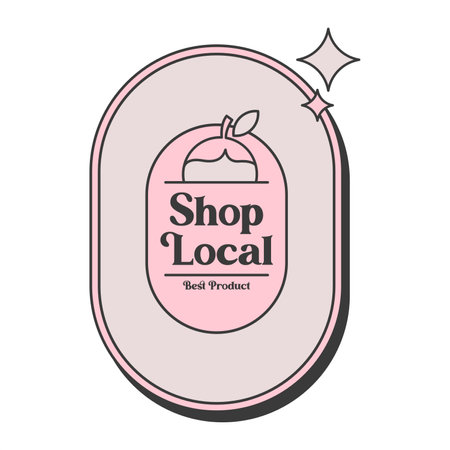 Shop local badge. Shop local label. Shop local bannerのイラスト素材