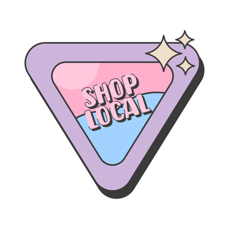 Shop local badge. Shop local label. Shop local bannerのイラスト素材