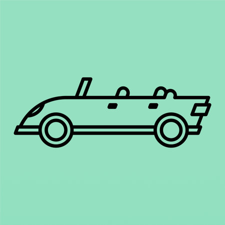 Flat monoline car icon. Cute car design asset. Monoline car design for kidsのイラスト素材
