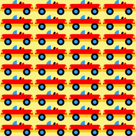 Seamless pattern with car vehicles cartoon. Colorful car seamless patternのイラスト素材