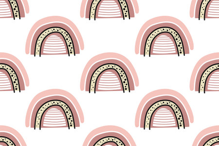 Rainbow seamless pattern background. Scandinavian rainbow seamless pattern background illustration. Wrapping paper rainbow seamless pattern backgroundのイラスト素材
