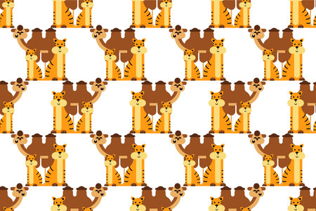 Cute animal seamless pattern background. Nursery room wallpaper seamless pattern. Cute animal wrapping paper seamless patternのイラスト素材