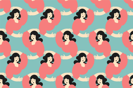 Sleeping women seamless pattern background illustration. People seamless pattern background design