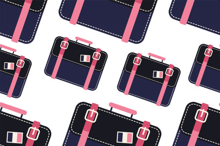 Luggage seamless pattern background. Seamless pattern background with flat luggage iconのイラスト素材