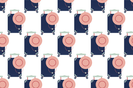 Luggage seamless pattern background. Seamless pattern background with flat luggage iconのイラスト素材