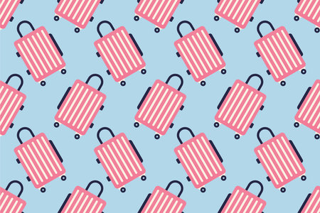 Luggage seamless pattern background. Seamless pattern background with flat luggage iconのイラスト素材