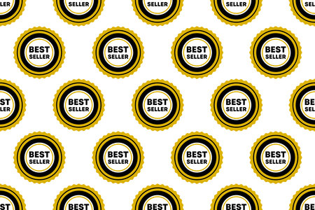 Best seller label seamless pattern background. Ads banner seamless pattern backgroundのイラスト素材