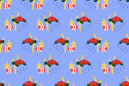 Ocean life seamless pattern background. Underwater seamless pattern. Seamless pattern background with ocean life illustrationのイラスト素材