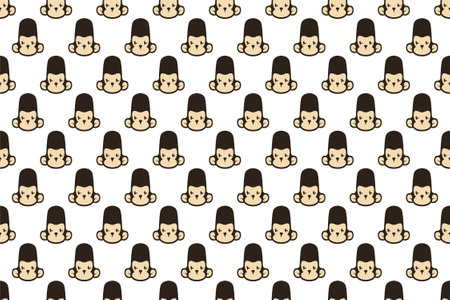 Monkey head seamless pattern background. Cute animal seamless pattern background can be used as web banner, social media banner, wrapping paper, etc.のイラスト素材