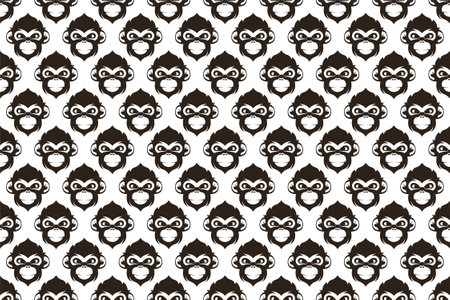 Monkey head seamless pattern background. Cute animal seamless pattern background can be used as web banner, social media banner, wrapping paper, etc.のイラスト素材