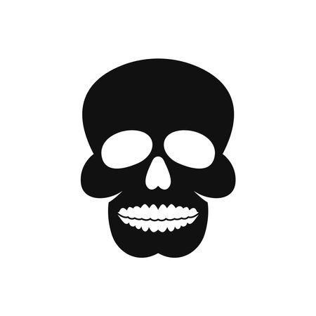 Silhouette of skull logo design template. Human skull illustrationのイラスト素材