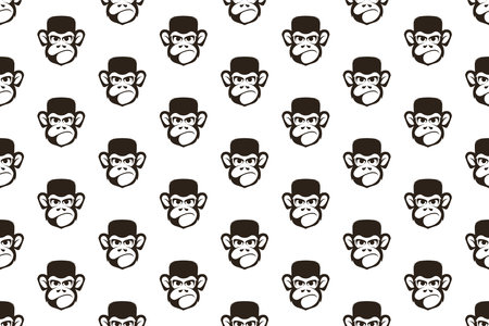 Ape head seamless pattern background. Monkey head seamless pattern backgroundのイラスト素材