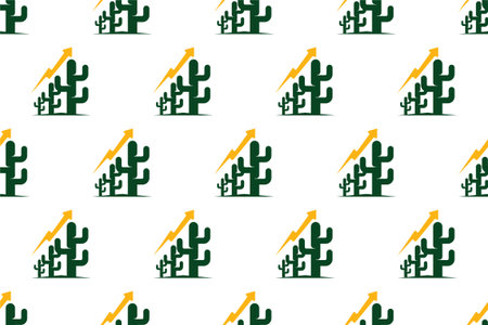 Cactus seamless pattern background template. Cactus background illustration templateのイラスト素材