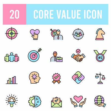 Core Values Icon Set. Core Value Icon Digital Element Assetsのイラスト素材