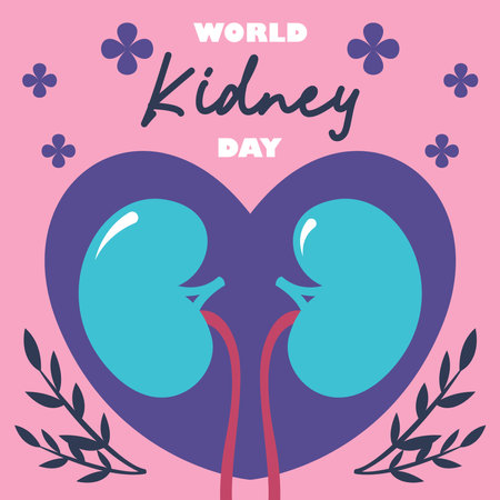 Flat illustration for world kidney day. Flat world kidney day awareness banner template