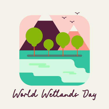 World Wetlands Day Illustration. World Wetland Day Background for Web Bannerのイラスト素材
