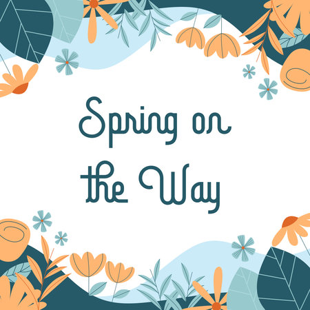 Flat spring celebration background. Welcome spring greeting card illustration
