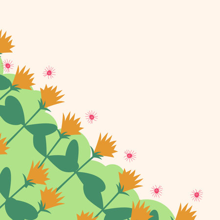 Flat spring flower greeting card background template. Spring background illustrationのイラスト素材