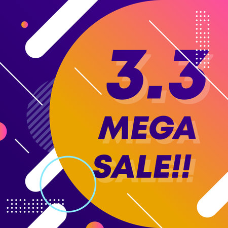 Colorful Mega Sale Banner Background Illustration. Shopping Day 3.3 Sales Banner Template