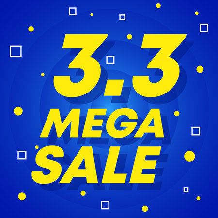 Colorful Mega Sale Banner Background Illustration. Shopping Day 3.3 Sales Banner Template