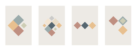 Abstract boho beige art background illustration. Flat abstract beige wall art illustrationのイラスト素材