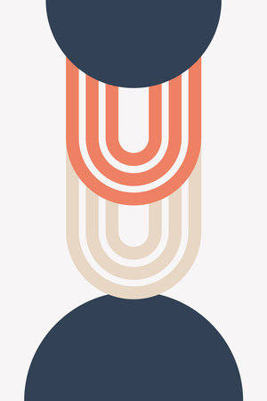 Boho Rainbow Art Illustration Background. Flat Geometric Boho Rainbow Art Backgroundのイラスト素材