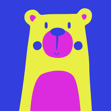 Cute neon color bear clip art. Scandinavian bear neon color