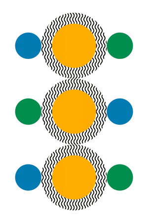 Flat color bauhaus wall art decoration. Abstract wall decor illustrationのイラスト素材