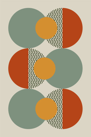 Flat color bauhaus wall art decoration. Abstract wall decor illustrationのイラスト素材