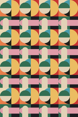 Abstract bauhaus geometric shape wall art. Flat colorful bauhaus design for wall art decoration