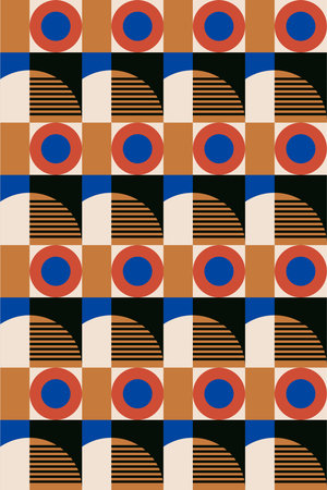 Abstract bauhaus geometric shape wall art. Flat colorful bauhaus design for wall art decorationのイラスト素材